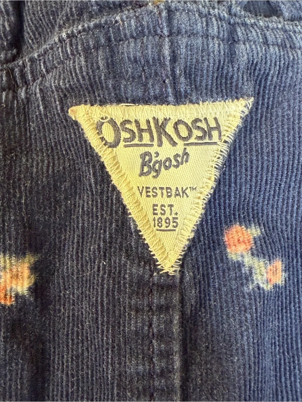 Vintage Oshkosh B’gosh Girls Blue Floral Corduroy Overall Dress Button Front 14